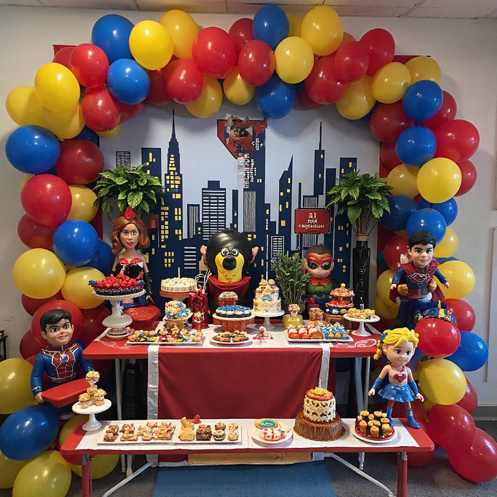 Superhero party setup